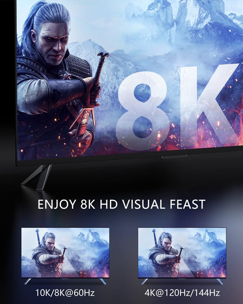 Stouchi كابل HDMI 2.1 ستوشي 10K 8K بطول 6 أقدام 48Gbps (معتمد) عالي السرعة - Image 2
