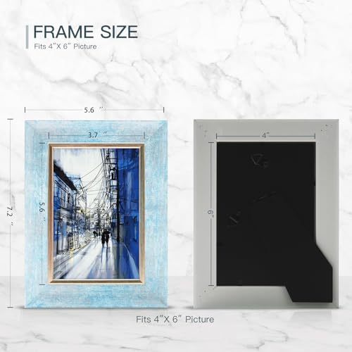 XUANLUO 4x6 Picture Frames Set of 4 Rustic Retro Photo Frame with HD Plastic Cover for Wall Mount and Tabletop Display Family Friends Wedding Gift - Image 3