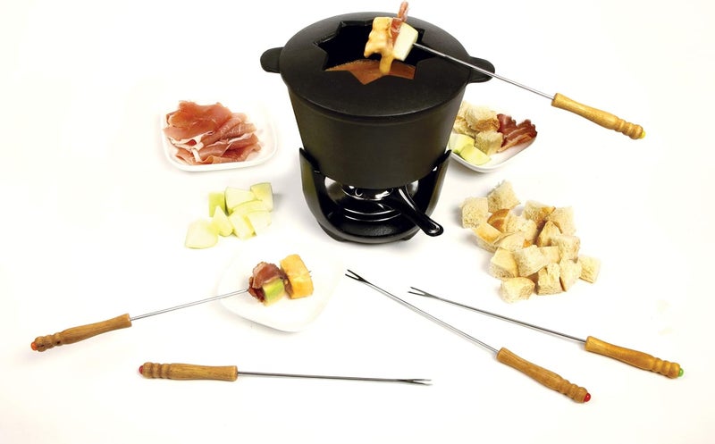 Norpro Cast Iron Fondue Set with Wooden Forks - 6 Cup Capacity - Image 5