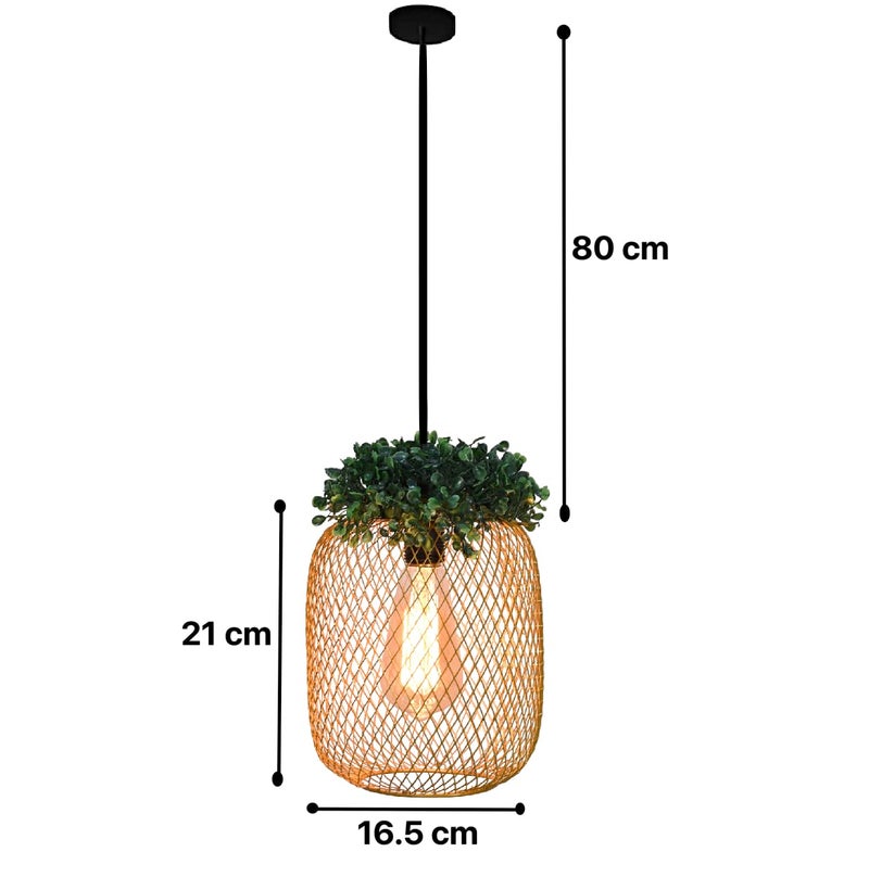 Groeien Gold Finish Metal Mesh Leaf Hanging Pendant Ceiling Lamp Fixture | Chandelier for Home, Indoor, Outdoor,Living Room, Bedroom(Bulb Included) (MeshLeaf-Gold, 1) - Image 4