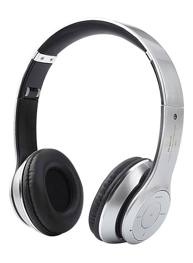 سماعة رأس ستيريو لاسلكية مزودة بميكروفون فضي - Image 1