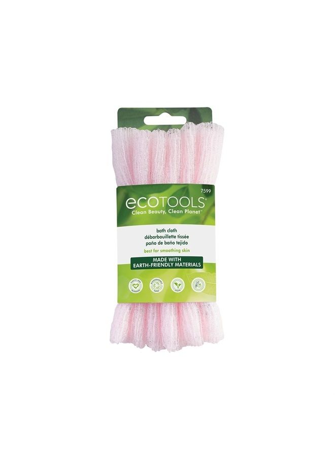 Ecotools Exfoliating Bath Cloth, Pink, Gently Removes Dirt, Oil, Skin Impurities, For Soft, Supple Skin, Pink Wash Cloth Towels, For Face or Body, 6 Count - Image 2