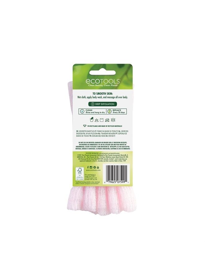 Ecotools Exfoliating Bath Cloth, Pink, Gently Removes Dirt, Oil, Skin Impurities, For Soft, Supple Skin, Pink Wash Cloth Towels, For Face or Body, 6 Count - Image 5