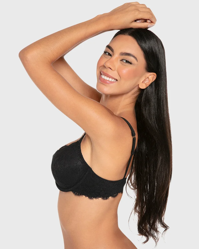 لا سينزا La Senza Lightly Lined Full Coverage Bra With Montreal Lace In Tuxedo Black