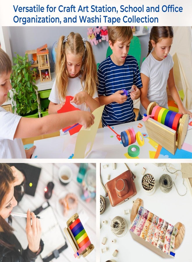 OKKOSTAR Wood Masking Tape Holder, Kids Tape Dispenser, Craft Tape Dispenser, Multi Roll Tape Dispenser for Kids, Washi Tape Dispenser, Multi Tape Dispenser (Sliding Cutter) [Masking Tape NOT Included] - Image 4
