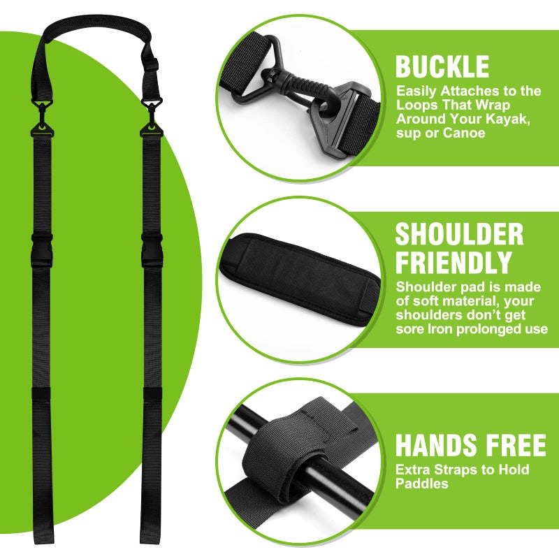 Bonuci 2 Pcs Kayak Strap Carrying Surfboard Straps with Padded Shoulder Sling Paddle Board Carrier SUP Paddle Board Canoe Kayak Accessories for Women and Men, 2 Colors - Image 3