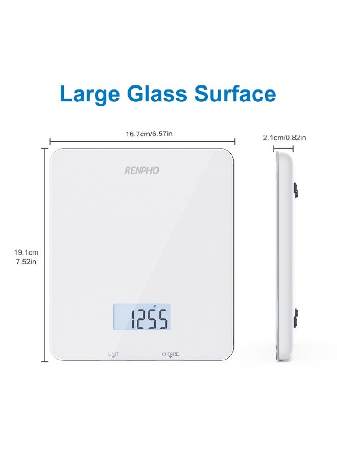 RENPHO Food Scale, Kitchen Scale for Food Ounces and Grams, Smart Cooking Calorie Scale with Timer, Nutritional Analysis with App for Keto Macro Weight Loss, White, 11lb/5kg