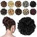 FESHFEN Messy Bun Hair Piece - Wavy Synthetic Chignon Scrunchies for Instant Volume, Elastic Ponytail Bun Hair Extensions Thick Hairpieces for Women, Off Black 1.50 oz - Image 2