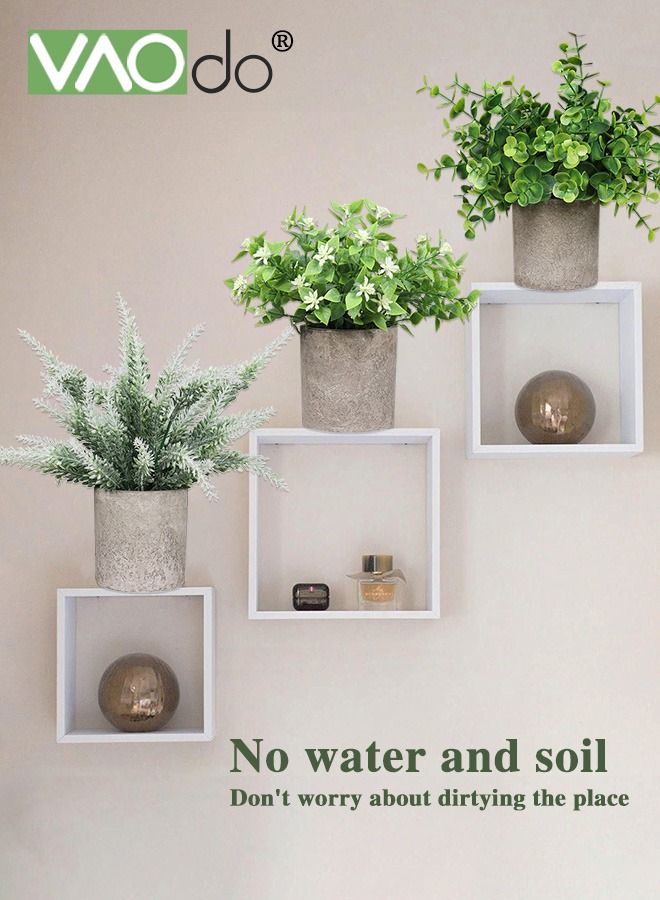 فاو دو 3 قطع نباتات مزروعة بوعاء اصطناعية نباتات صناعية صغيرة أوكالبتوس ديكور نباتات وهمية صغيرة لطاولة المنزل وغرفة المكتب والمكتب ورف الحمام والمطبخ ريفي المزرعة ديكور رف - Image 2