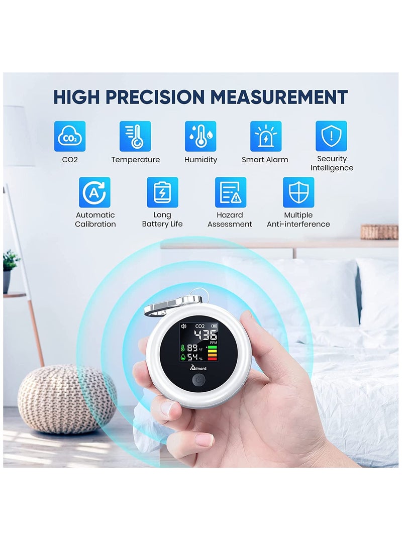 SYOSI كاشف CO2، كاشف ثاني أكسيد الكربون 3 في 1، جهاز مراقبة جودة الهواء، درجة الحرارة والرطوبة، محلل الهواء، عداد CO2 رقمي صغير للاستخدام المنزلي داخل المنزل والسفر في أي مكان - Image 2