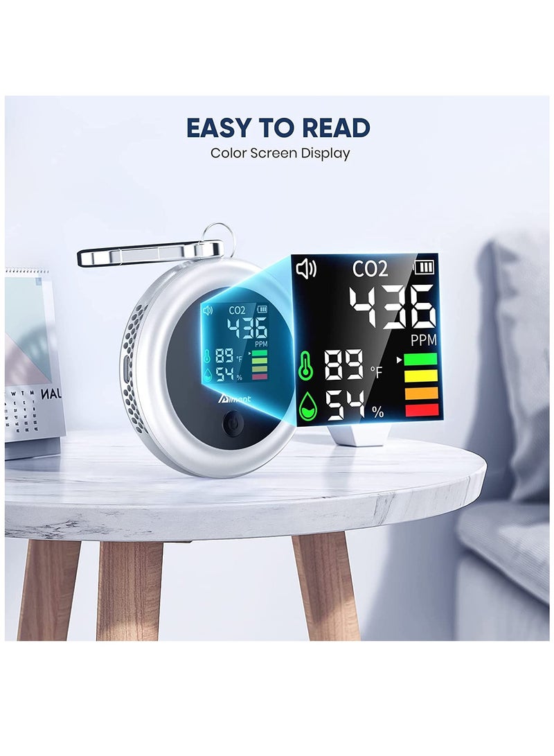 SYOSI كاشف CO2، كاشف ثاني أكسيد الكربون 3 في 1، جهاز مراقبة جودة الهواء، درجة الحرارة والرطوبة، محلل الهواء، عداد CO2 رقمي صغير للاستخدام المنزلي داخل المنزل والسفر في أي مكان - Image 3