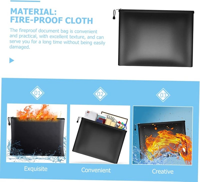 حقيبة وثائق سوداء مقاومة للحريق منظمة لحفظ النقود والأشياء الثمينة للاستخدام في السفر والأعمال - Image 5