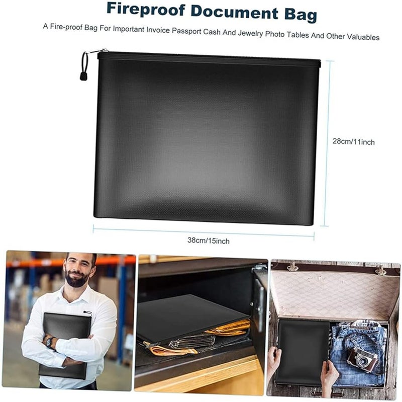 حقيبة وثائق سوداء مقاومة للحريق منظمة لحفظ النقود والأشياء الثمينة للاستخدام في السفر والأعمال - Image 3