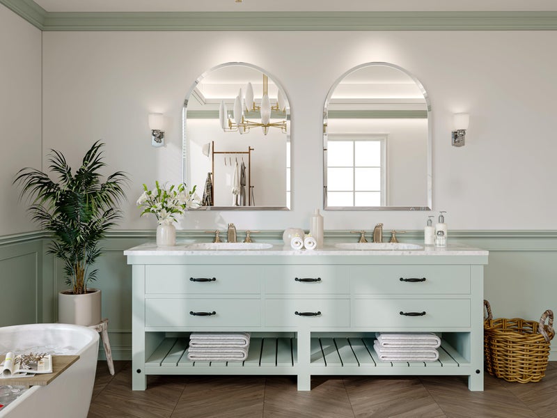 JIINGYO Frameless Bathroom Mirror, 22"x30" Arched Bathroom Vanity Mirrors for Beveled Edge, Arched Wall Mirror, Decorative Arch Mirrors for Bedroom, Entryway, Living Room - Image 3