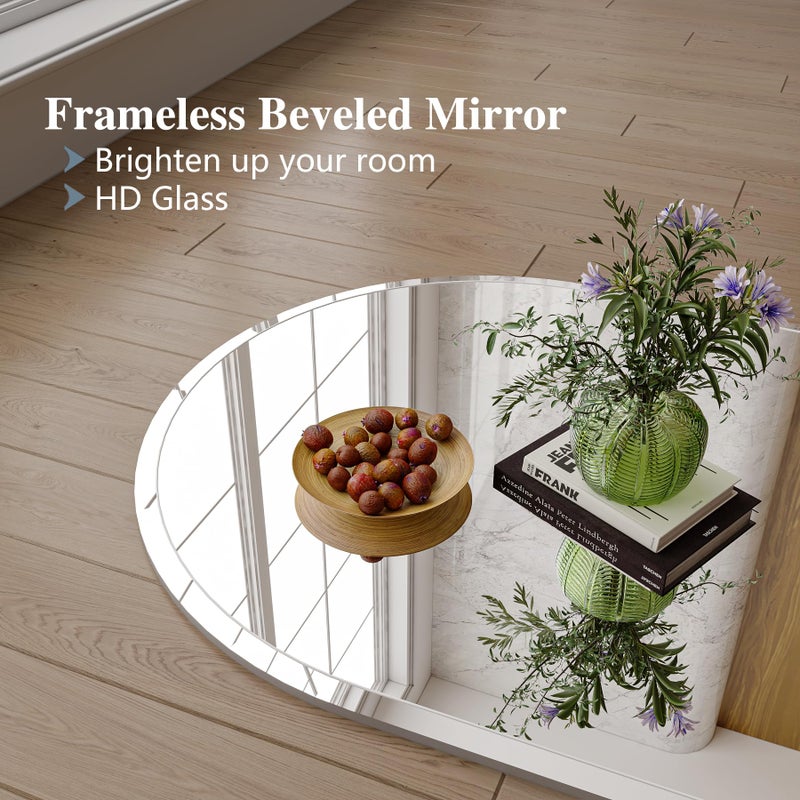 JIINGYO Frameless Bathroom Mirror, 22"x30" Arched Bathroom Vanity Mirrors for Beveled Edge, Arched Wall Mirror, Decorative Arch Mirrors for Bedroom, Entryway, Living Room - Image 4