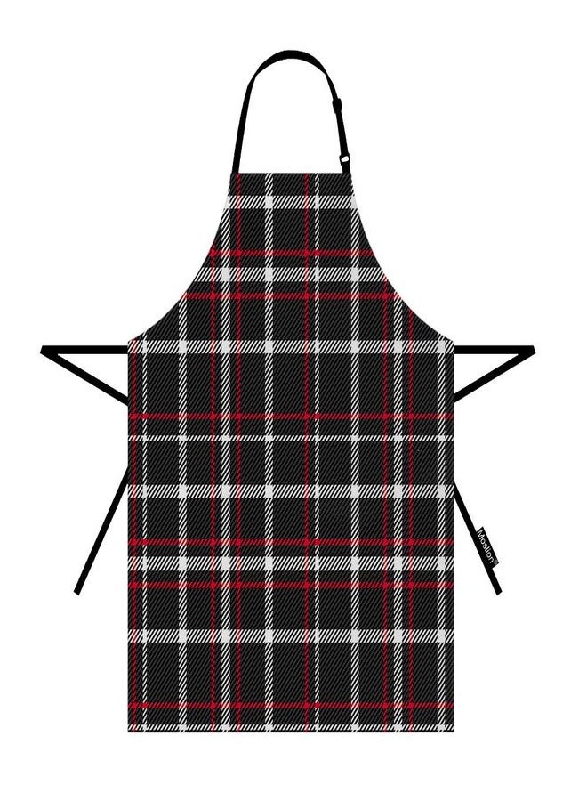 Moslion Plaid Apron 31x27 Inch Red Black White Tartan Buffalo Checkered Gingham Kitchen Chef Waitress Cook Aprons Bib with Adjustable Neck for Women Men Girls - Image 1