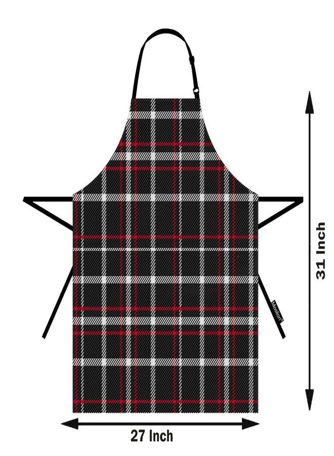 Moslion Plaid Apron 31x27 Inch Red Black White Tartan Buffalo Checkered Gingham Kitchen Chef Waitress Cook Aprons Bib with Adjustable Neck for Women Men Girls - Image 2