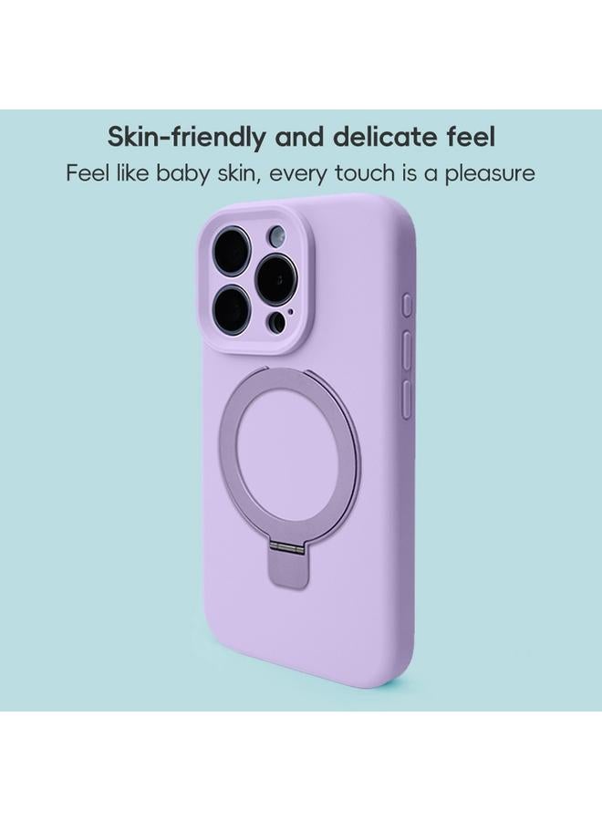 زبون حافظة لهاتف iPhone 13 مزودة بفتحة دقيقة من السيليكون السائل MagSafe مع حامل حلقي معدني - Image 5