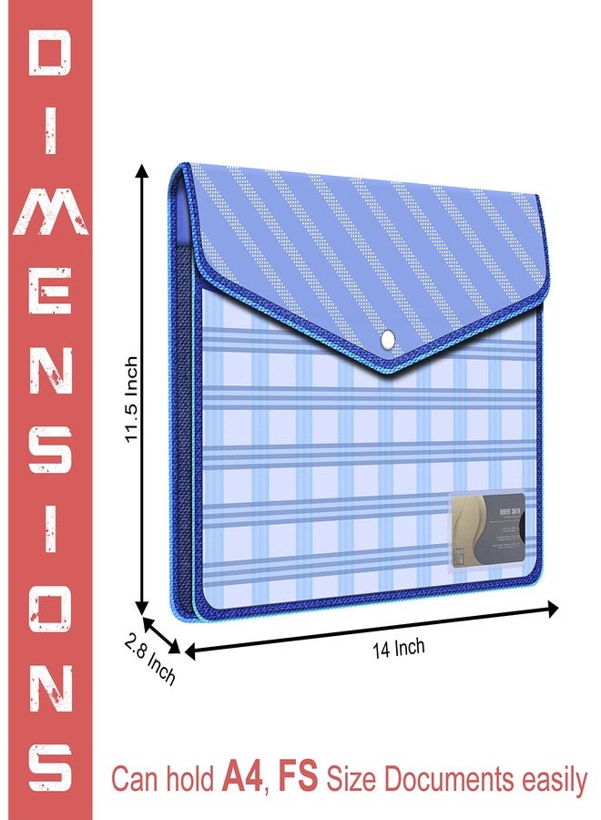 FEDUS Pack of 3 Documents Holder Envelope Folder, Stylist Printed File Storage Bag With Snap Button, Transparent Plastic for Certificates (Blue) - Image 5