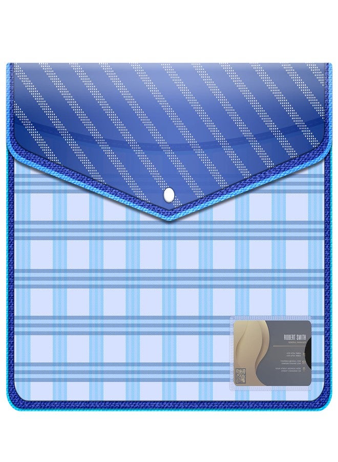 FEDUS Pack of 3 Documents Holder Envelope Folder, Stylist Printed File Storage Bag With Snap Button, Transparent Plastic for Certificates (Blue) - Image 1
