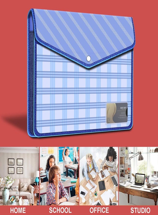 FEDUS Pack of 3 Documents Holder Envelope Folder, Stylist Printed File Storage Bag With Snap Button, Transparent Plastic for Certificates (Blue) - Image 2