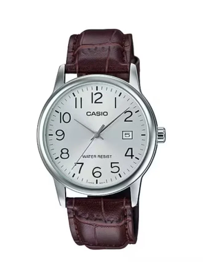 CASIO Men's Analog Display Watch With Brown Leather Strap - MTP-V002L-7B2