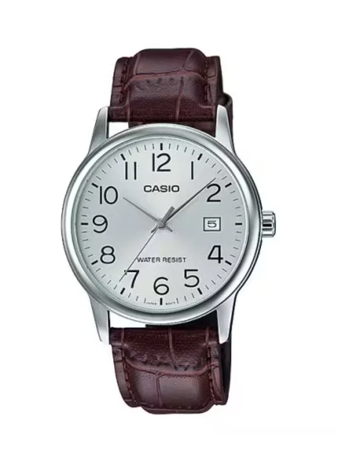 كاسيو Men's Leather Analog Watch MTP-V002L-7B2 - 37 mm