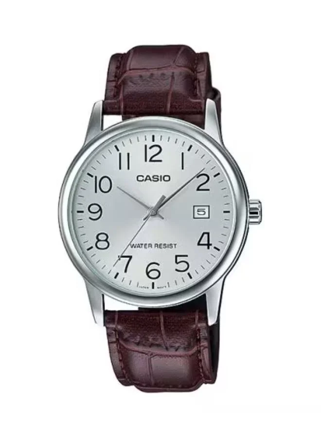 كاسيو Men's Leather Analog Watch MTP-V002L-7B2 - 37 mm