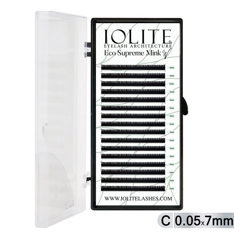 Iolite Eco Supreme Mink W Lashes C Curl – 0.5T Mix & 6mm–15mm | Pre-Fanned Volume Lash Extension Trays for Professional Lash Artists ISMWC5T - 7MM