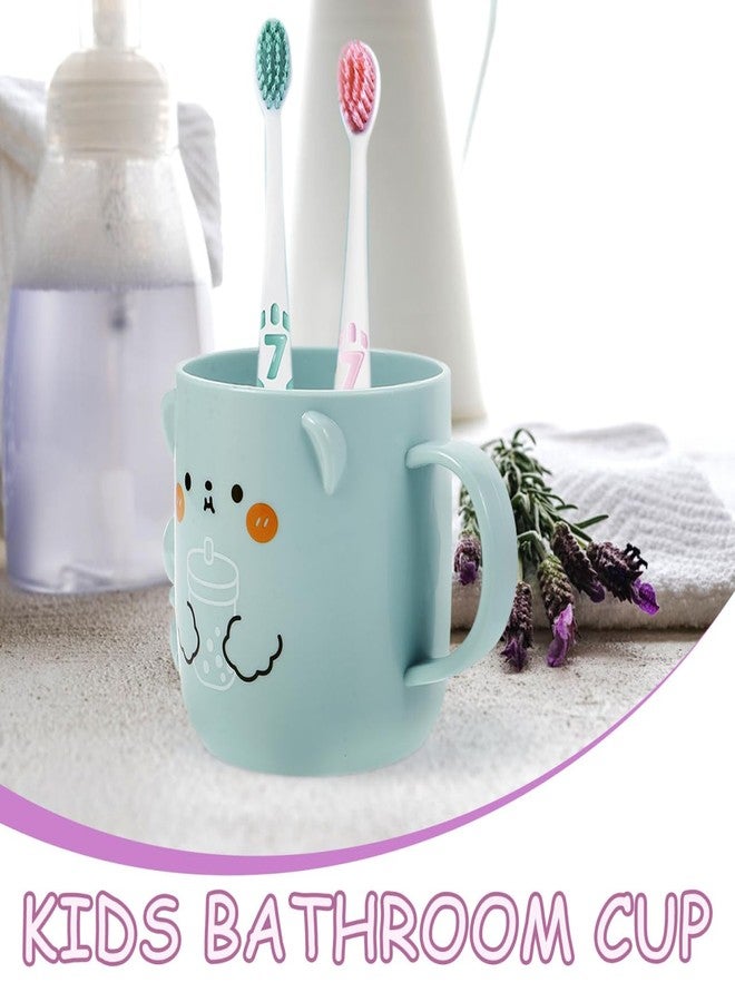 Solustre Cartoon Bathroom Cups for Kids 2-Pack Plastic Toothbrush Holders Reusable Kids Water Mugs with 3D Bear Design - Image 3