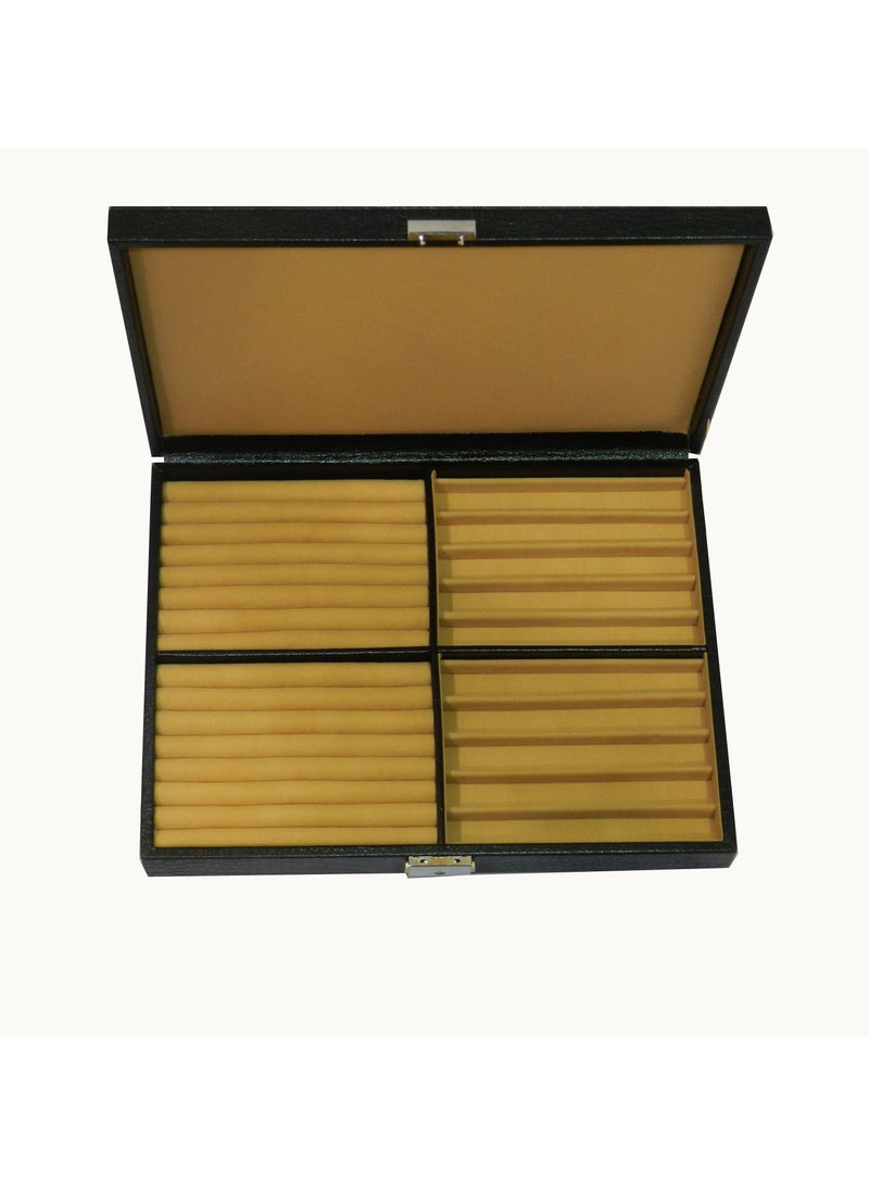 LAVERI LEATHER Laveri 10 Piece Genuine Leather Pen  Case Storage and Fountain Pen , Chain, Braslets ,Ring And Cufflinks Organizer Box with Key Lock  - Image 3