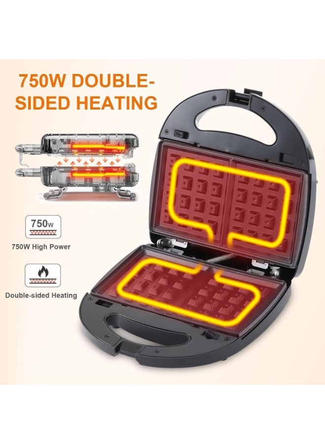 MUNTAQI صانعة السندويشات 5 في 1 مع لوحات قابلة للتبديل – وافل، شواية، بانيني، دونات وضغط السندويش – غير لاصقة، سهلة التنظيف، آلة إفطار مدمجة للمطبخ المنزلي - Image 3