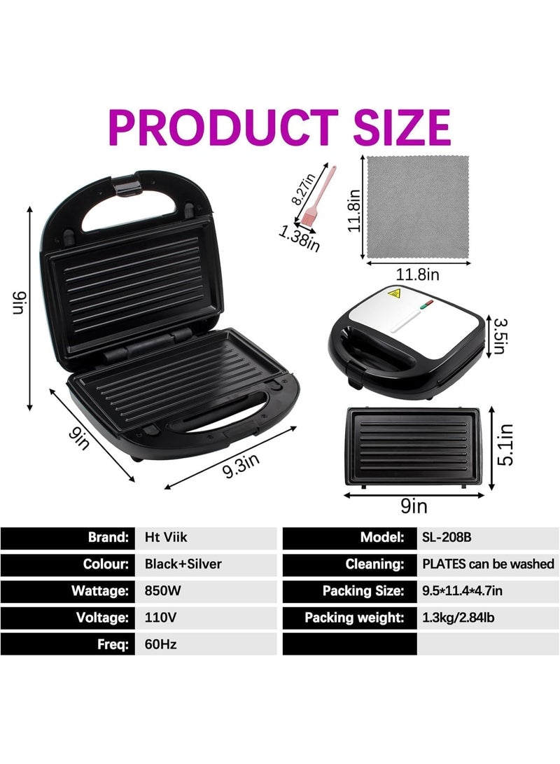 MUNTAQI صانعة السندويشات 5 في 1 مع لوحات قابلة للتبديل – وافل، شواية، بانيني، دونات وضغط السندويش – غير لاصقة، سهلة التنظيف، آلة إفطار مدمجة للمطبخ المنزلي - Image 4