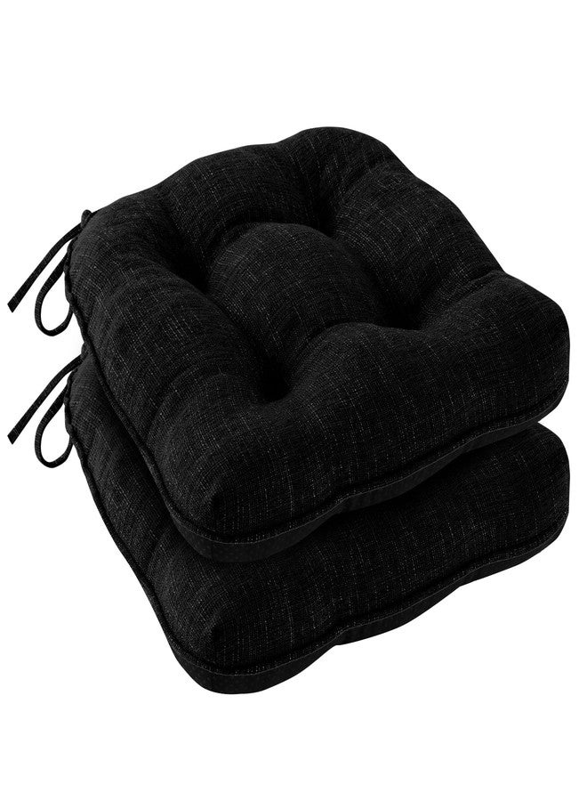 IPYNBAP Chair Cushions for Dining Chairs Set of 2, Kitchen Chair Cushions, Chair Pads with Ties and Non Slip Backing, Tufted Memory Foam Seat Cushion 2 Pack, 15.5" x 15.5" x 4", Black - Image 1