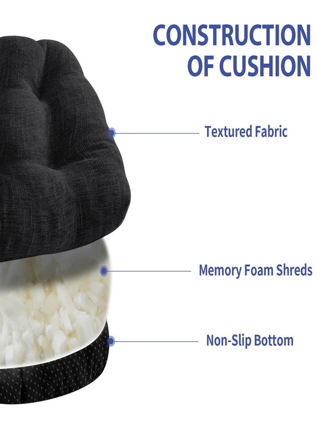 IPYNBAP Chair Cushions for Dining Chairs Set of 2, Kitchen Chair Cushions, Chair Pads with Ties and Non Slip Backing, Tufted Memory Foam Seat Cushion 2 Pack, 15.5" x 15.5" x 4", Black - Image 3