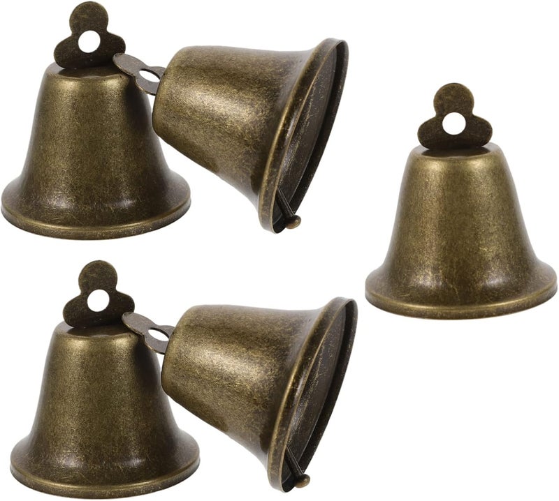 VOSAREA 5Pcs Vintage Bronze Iron Cattle Bells Pet Collar Ornaments Farm Accessories Retro Style Sheep Bells for Livestock Decoration Pet Use Elegant - Image 1