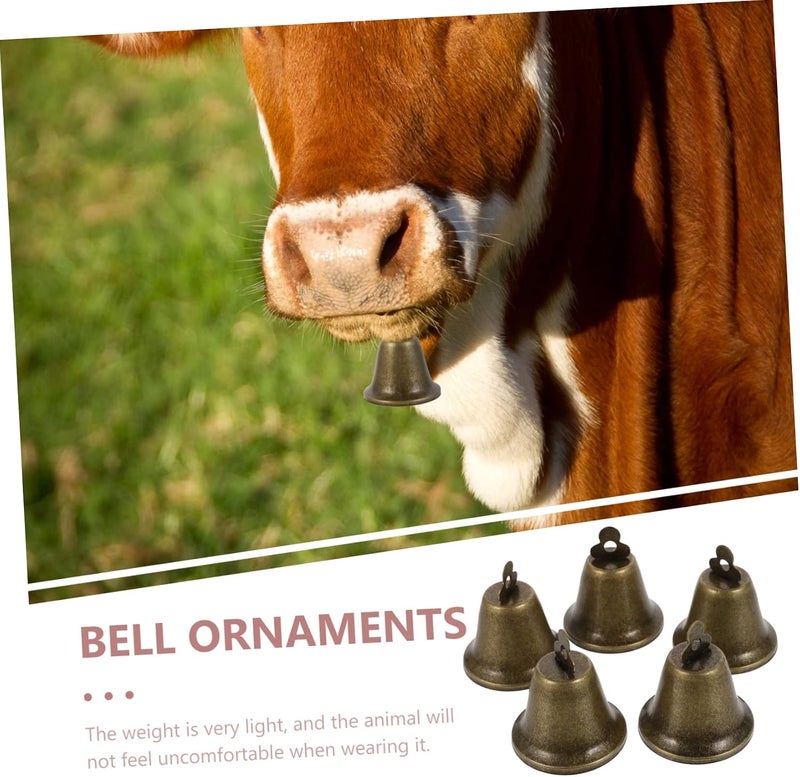 VOSAREA 5Pcs Vintage Bronze Iron Cattle Bells Pet Collar Ornaments Farm Accessories Retro Style Sheep Bells for Livestock Decoration Pet Use Elegant - Image 2
