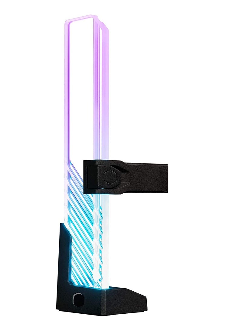 Cooler Master ARGB GPU Holder – Tempered Glass, Universal Bracket, Multi-Orientation (MCA-U000R-GSBTG-00) Black/Clear - Image 4