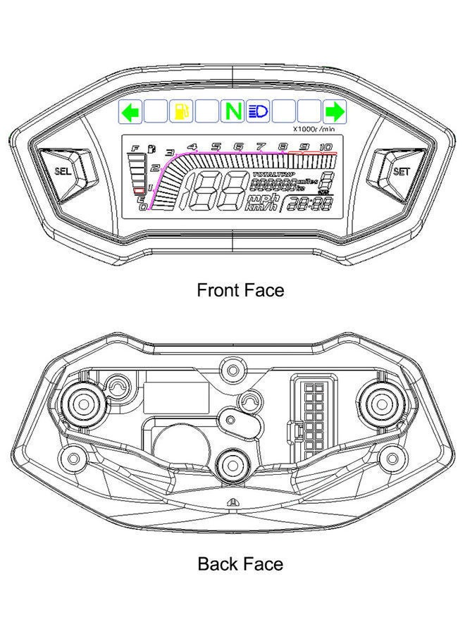 NIBEMINENT Universal Digital Gauge Speedometer Odometer Fuel Indicator for Motorcycle - Image 4