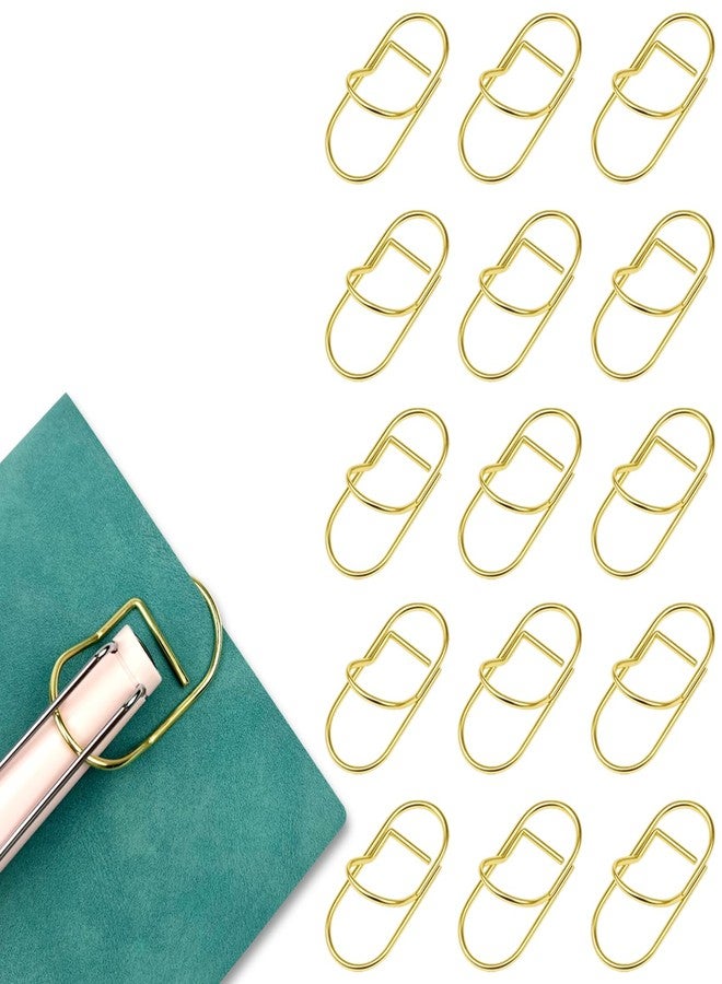 Brvlsoc 15-Pack Gold Stainless Steel Pen Clips - Rust-Resistant Notebook & Journal Pencil Holders for Books, Clipboards, and Papers - Image 1