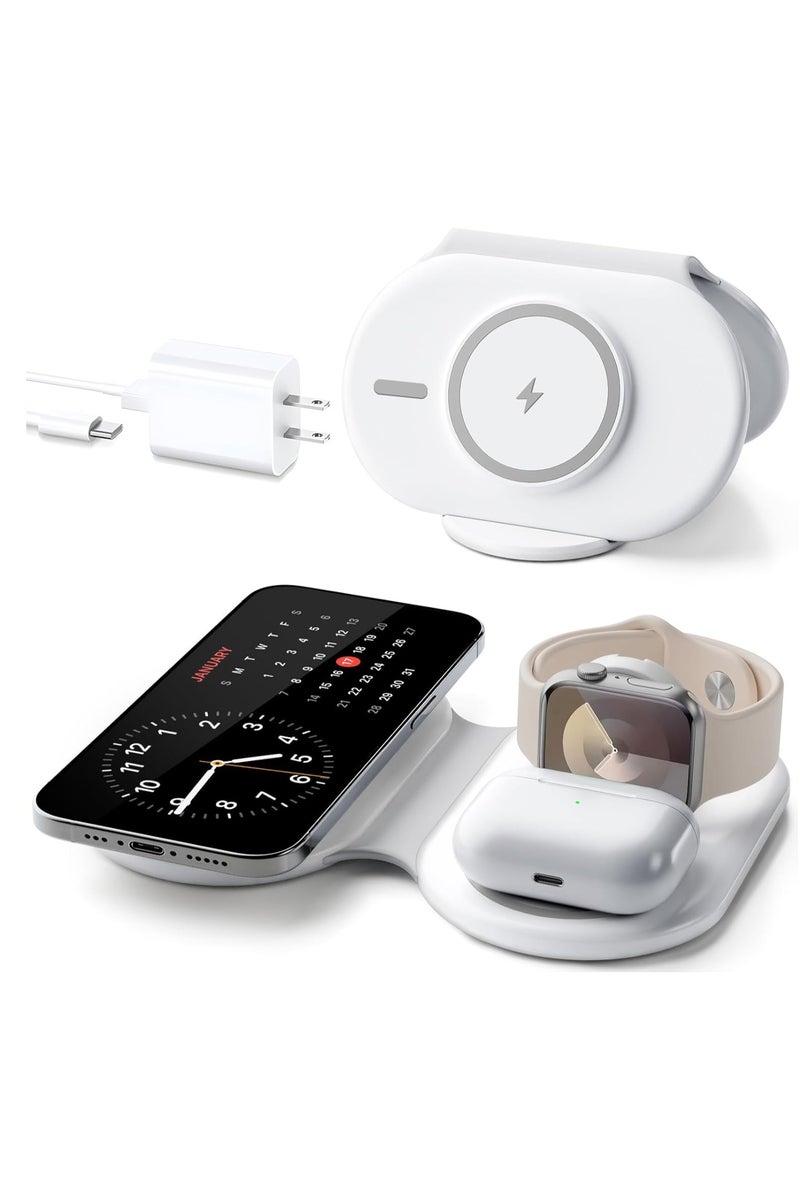 2025 Traveling Portable Wireless Mag-Safe Fast Charging Station,Magnetic 3 in 1 Charger for iPhone 16 15 14 13 12 Pro Max Plus,Apple Watch Series & Air pods 4 3 2 Pro-Gifts for Family - Image 1