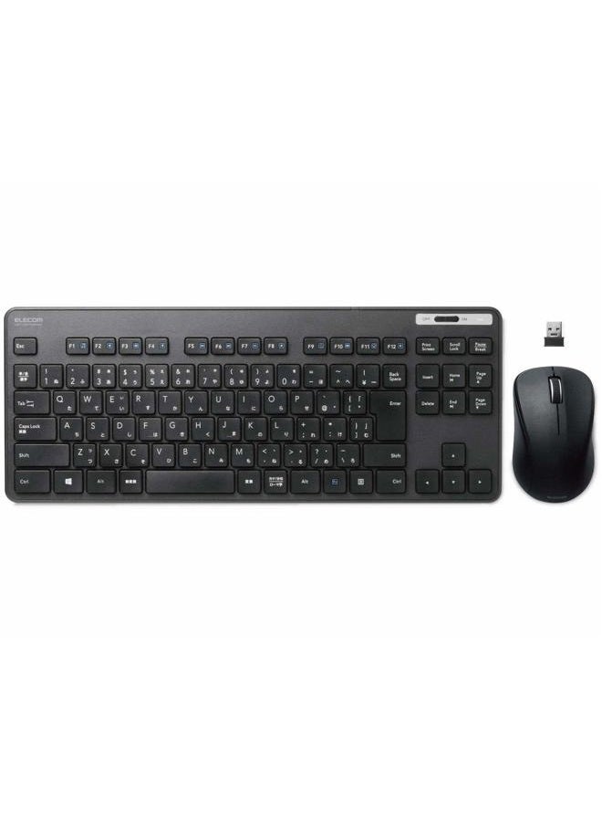 ELECOM Wireless Thin Keyboard/Standard Japanese Layout/Conformity with JIS Standard/Wireless Mouse/Durable/Black/TK-FDM109MBK - Image 1