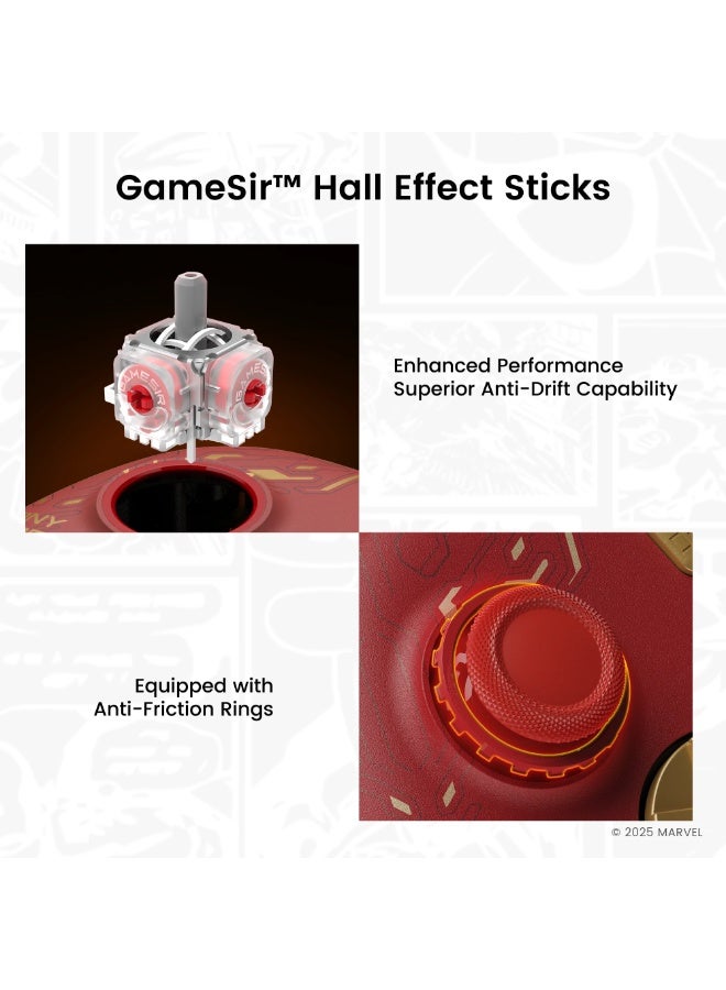 جيم سير جهاز تحكم ألعاب لاسلكي نوفا 2 لايت – إصدار محدود من آيرون مان | بلوتوث و 2.4G جهاز تحكم متعدد المنصات للكمبيوتر/سويتش/أندرويد/iOS مع عصي تحكم ومشغلات بتأثير هول - Image 3
