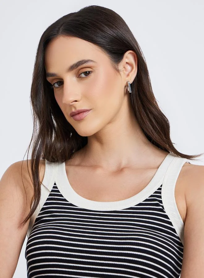 Styli Styli Women Black Striped Fitted Tank
