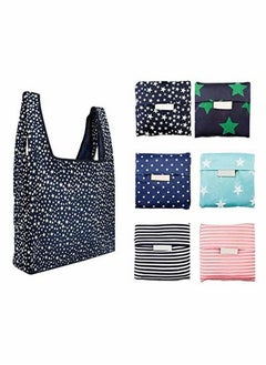 6 Pack Shopping Grocery Bags, Foldable and Reusable Washable Tote with Pouch, Heavy Duty Bag, 16 kg Weight Capacity,