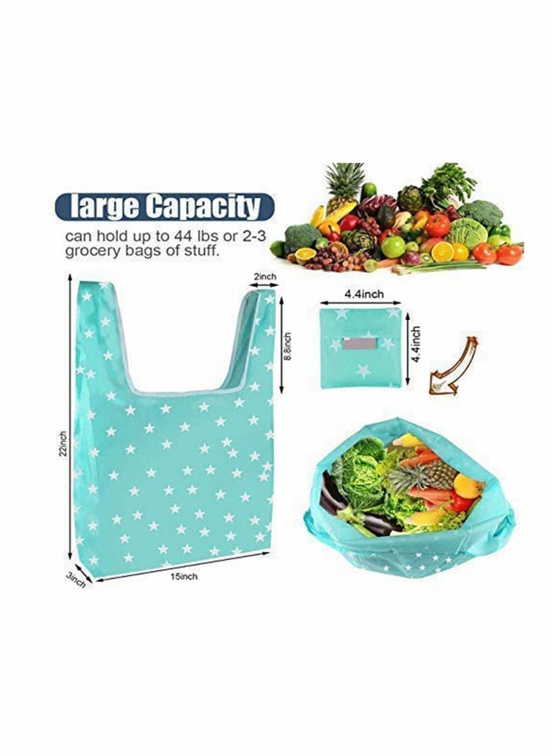 Y&D - 6 Pack Shopping Grocery Bags, Foldable and Reusable Washable Tote with Pouch, Heavy Duty Bag, 16 kg Weight Capacity, - Image 1