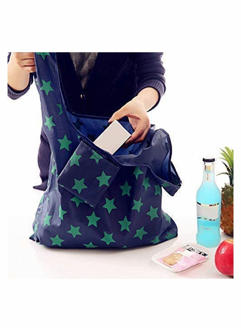 Y&D - 6 Pack Shopping Grocery Bags, Foldable and Reusable Washable Tote with Pouch, Heavy Duty Bag, 16 kg Weight Capacity, - Image 1