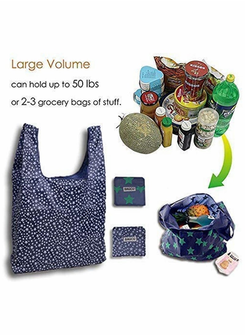Y&D - 6 Pack Shopping Grocery Bags, Foldable and Reusable Washable Tote with Pouch, Heavy Duty Bag, 16 kg Weight Capacity, - Image 1