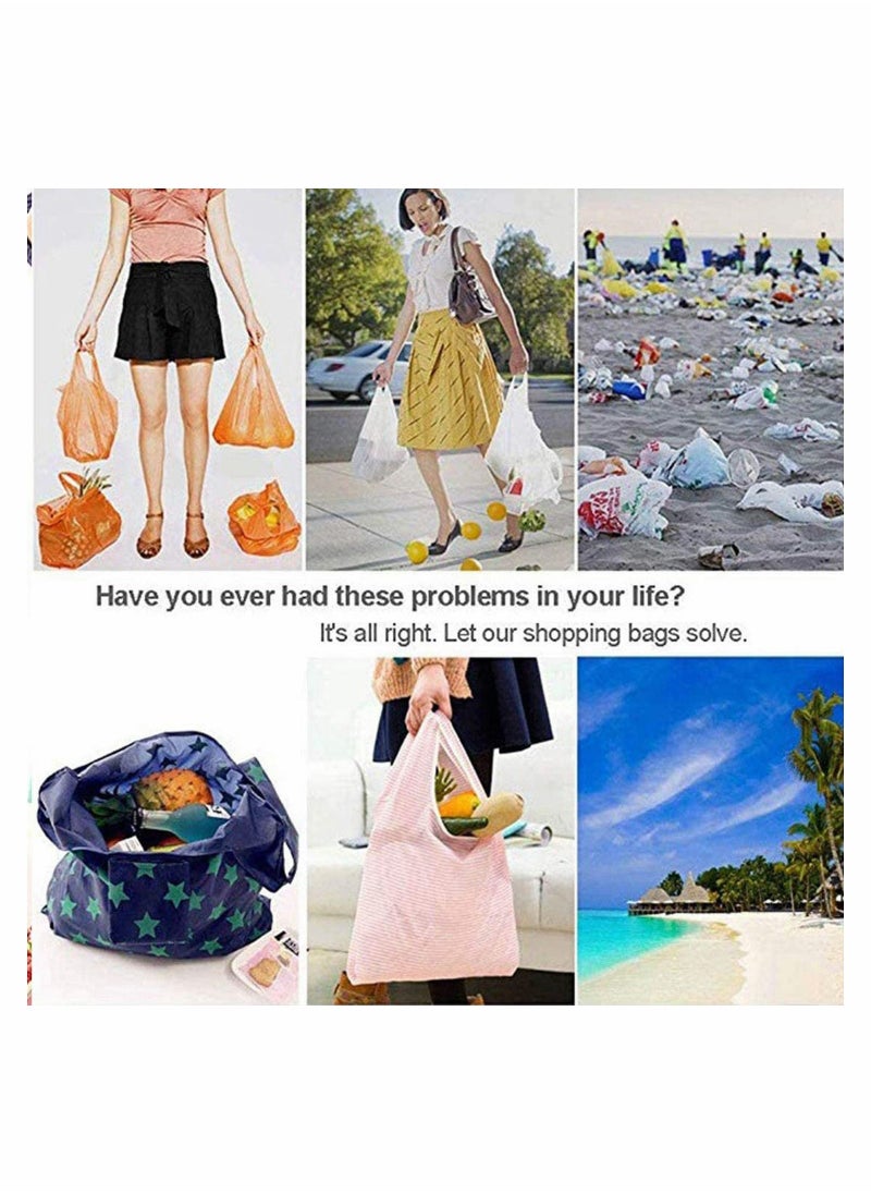 Y&D - 6 Pack Shopping Grocery Bags, Foldable and Reusable Washable Tote with Pouch, Heavy Duty Bag, 16 kg Weight Capacity, - Image 1