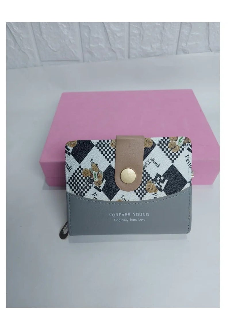 leather women's wallet High Quality grey  - Image 1